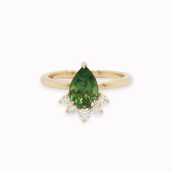 Evelyn 1.50ct Pear Cut Tourmaline Diamond Crown Engagement Ring