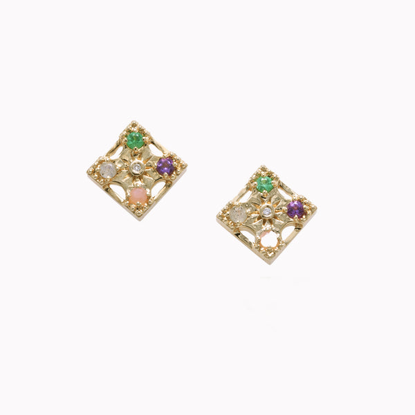 Harmony (9mm) "LOVE" Gemstone Stud Earrings - 4 Stones