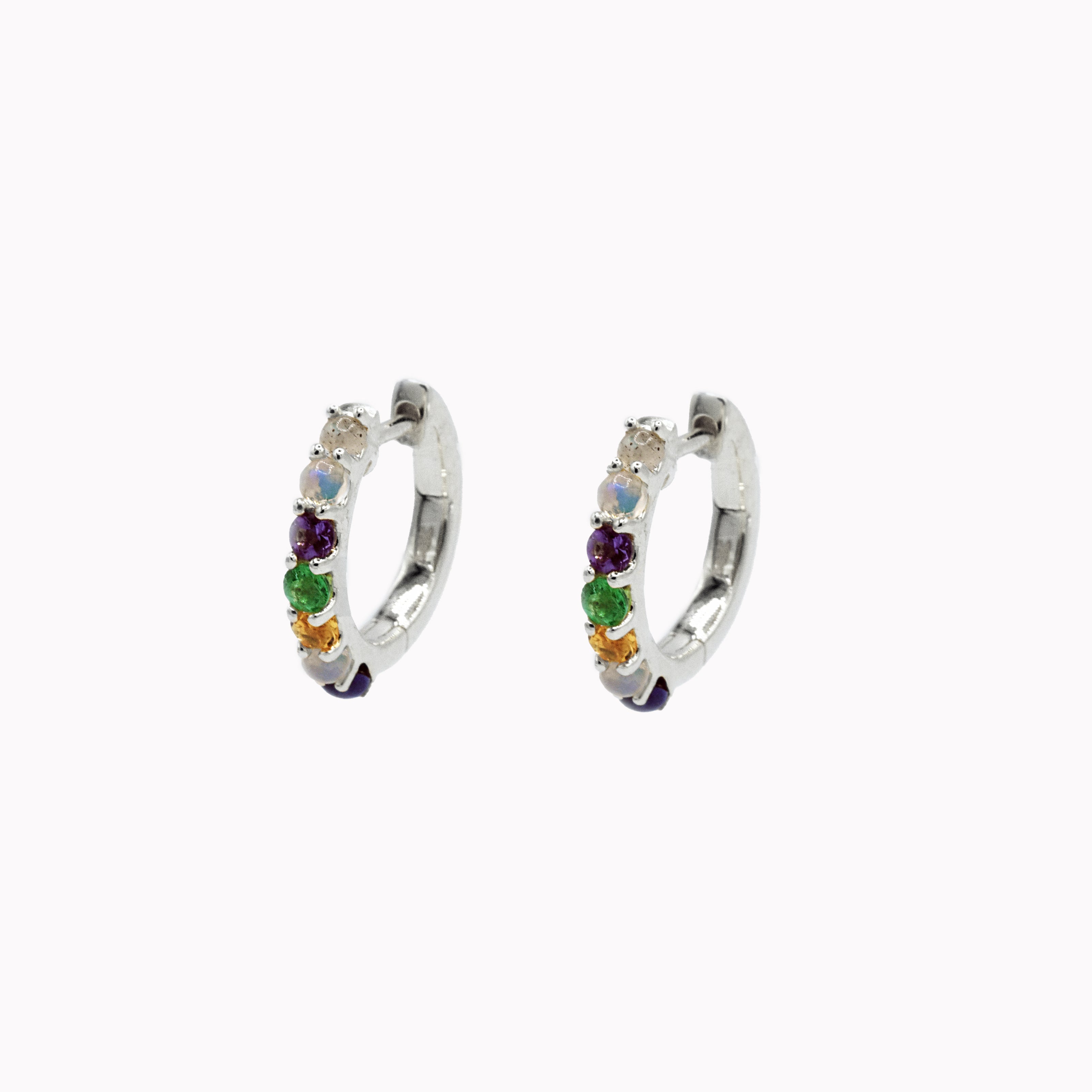 "Love You" Gemstone Huggies - 7 Stones