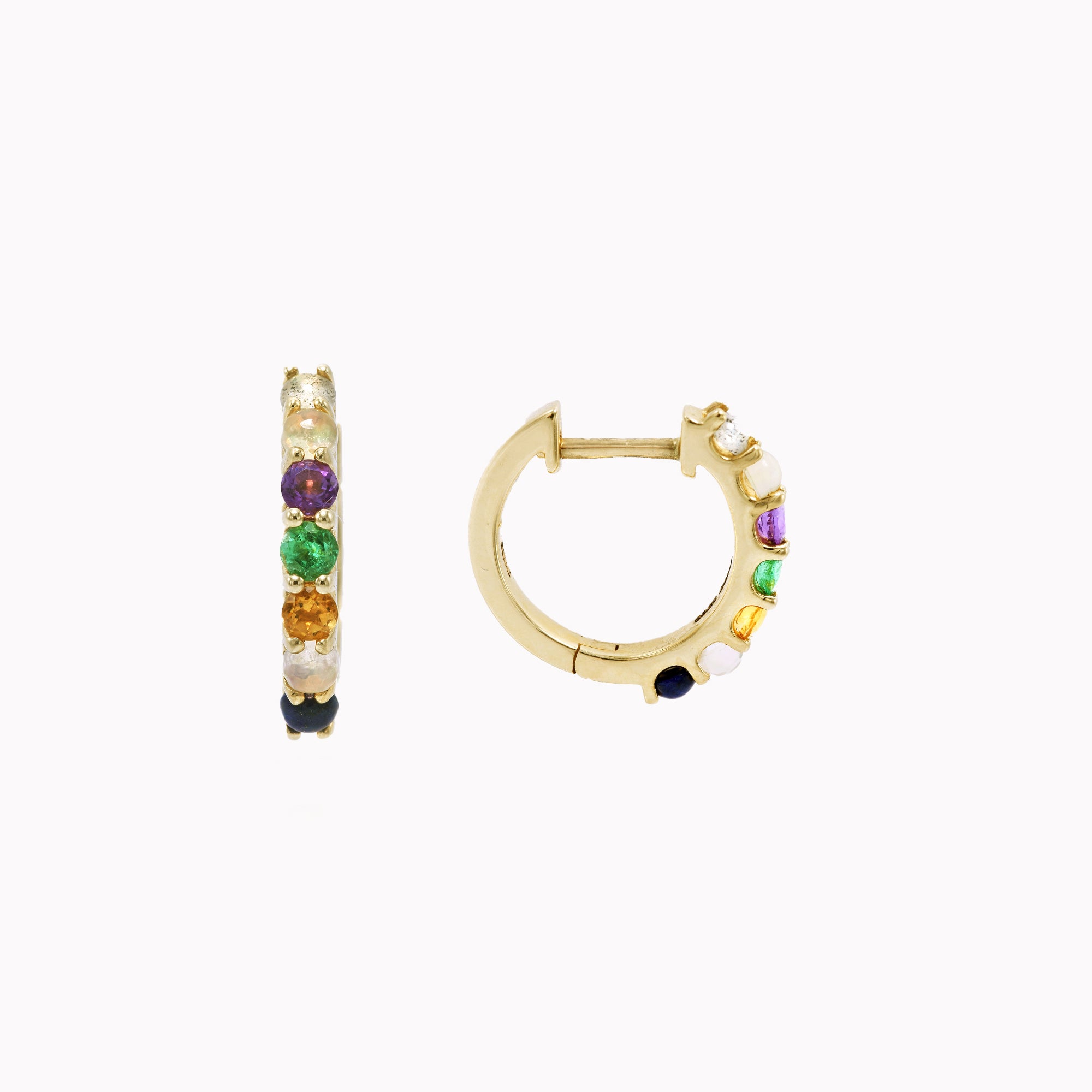 "Love You" Gemstone Huggies - 7 Stones
