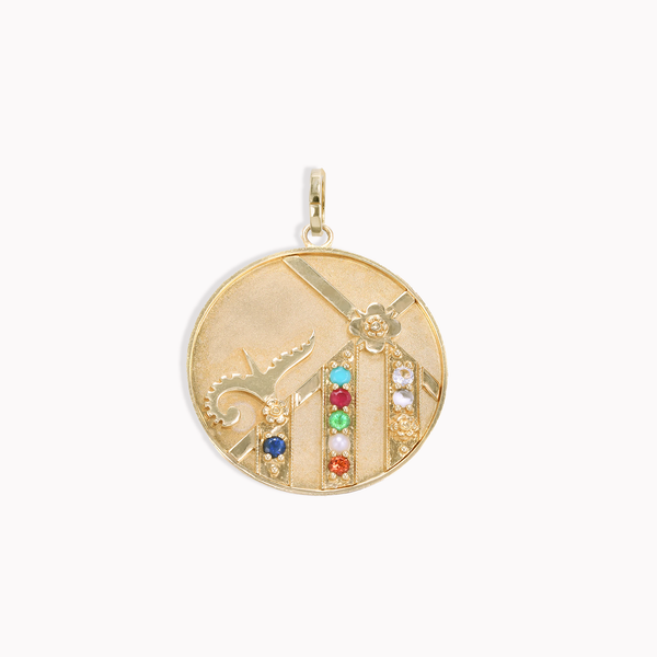 Large (25mm) Mountain Medallion - "Strength" Message - 8 Stones