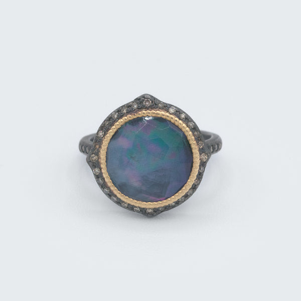 Black Onyx & Mother of Pearl Statement Ring - Eliza Page