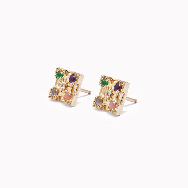 Petite (7mm) Harmony "LOVE" Gemstone Stud Earrings - 4 Stones