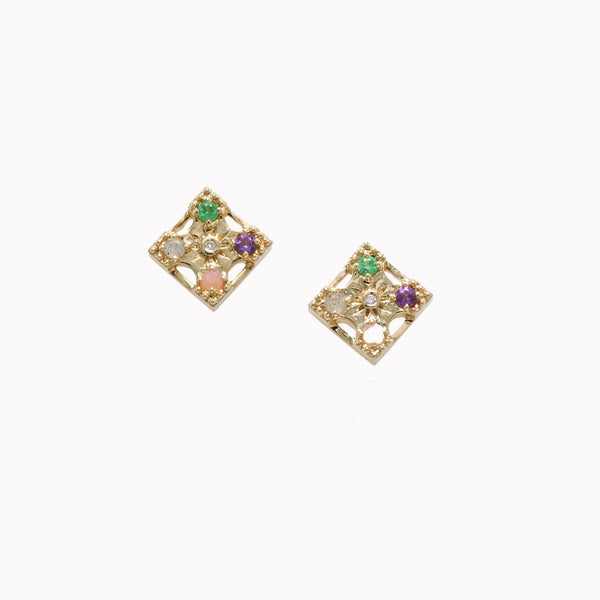 Petite (7mm) Harmony "LOVE" Gemstone Stud Earrings - 4 Stones