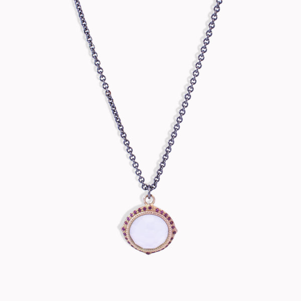 Chalcedony & Purple Garnet Pendant Necklace