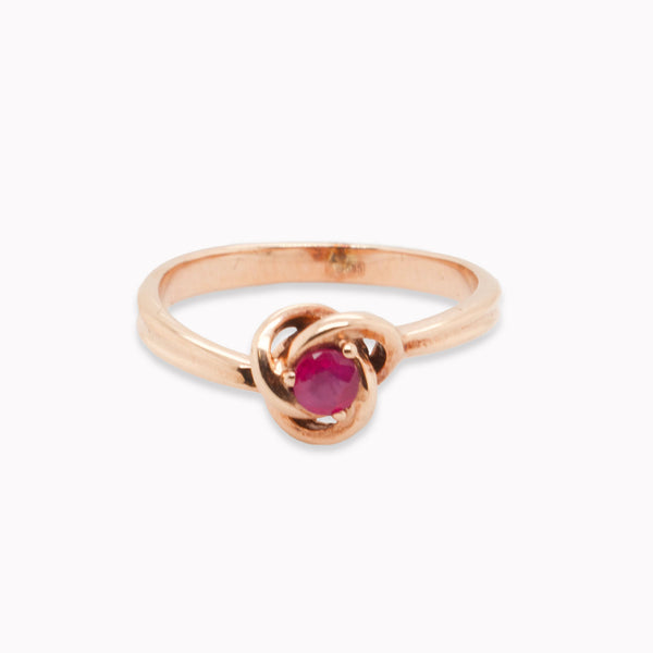 Rose Gold Ruby Love Knot Ring