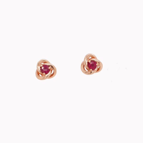 Rose Gold Ruby Love Knot Studs