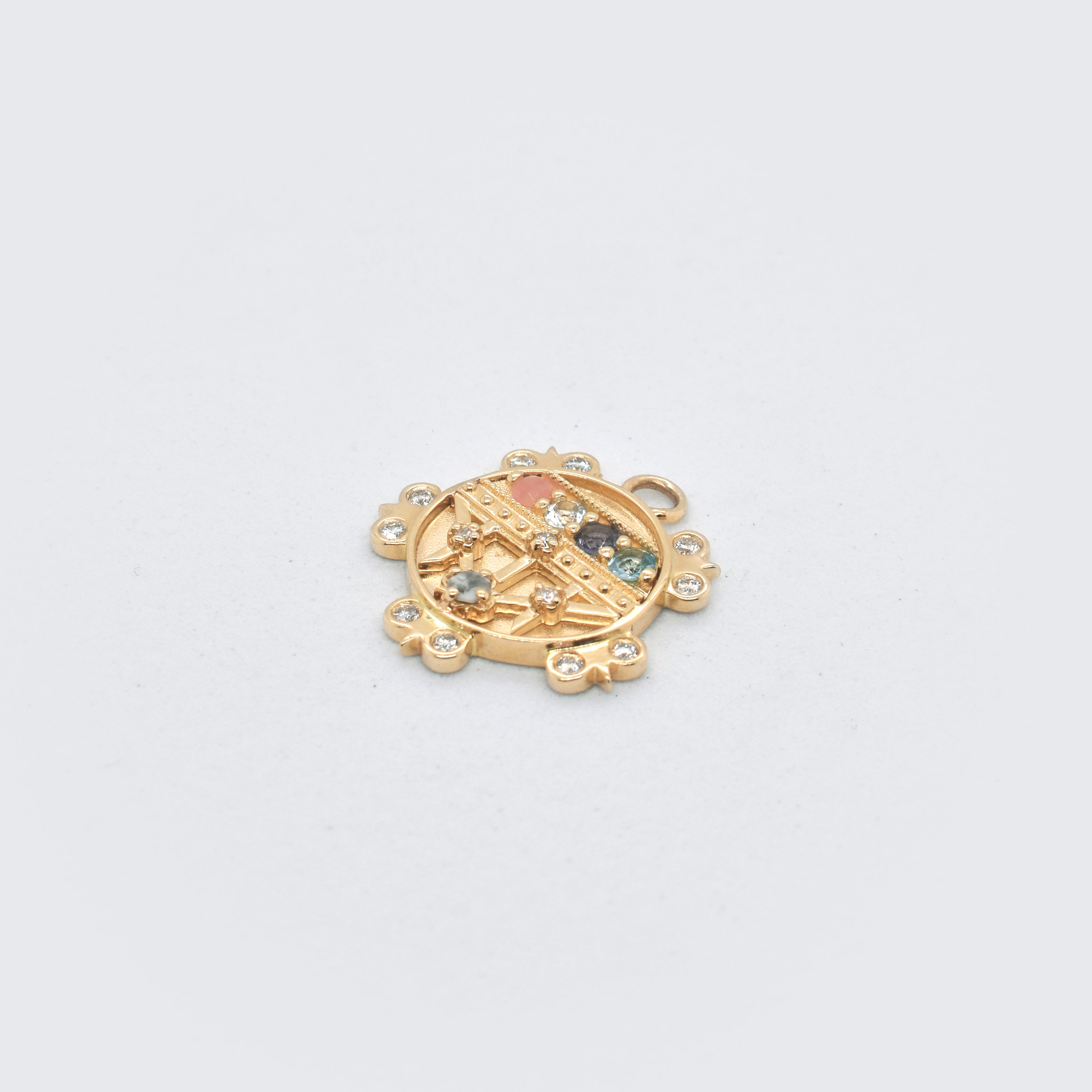 Small Lace Shield Medallion With Florets - "Faith" - 5 Stones - Eliza Page