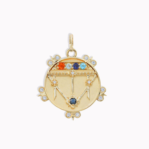 Small (18mm) Lace Shield Medallion With Florets - "Faith" - 5 Stones