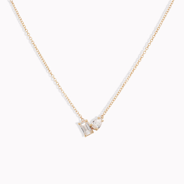 Toi Et Moi Emerald & Pear Cut Diamond Necklace