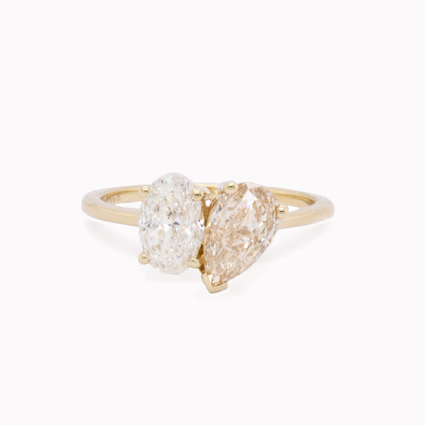 Eloise Toi Et Moi Oval Diamond and Pear Champagne Diamond Engagement Ring