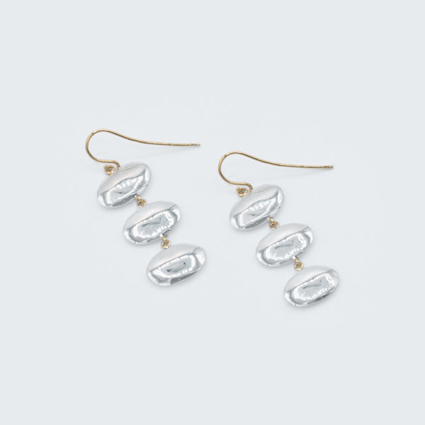 Silver Tri-Oval Drop Earrings - Eliza Page