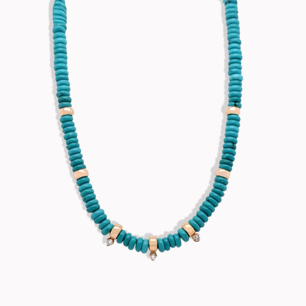 Turquoise Diamond Beaded Necklace